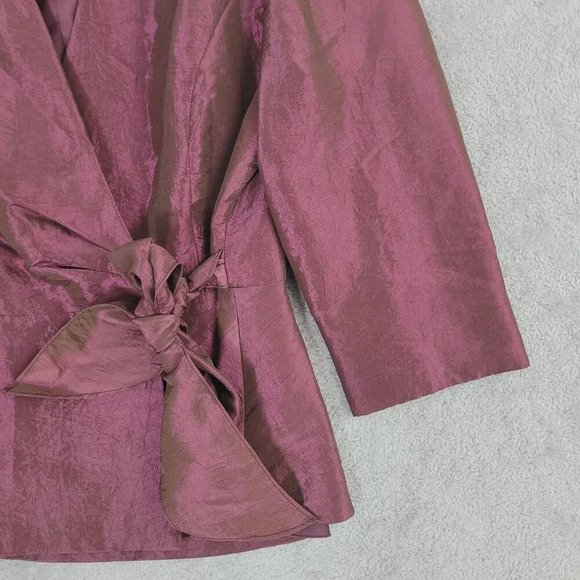 Alex Evenings Womens Large Purple Wrap Jacket Blazer With Bow Tie Accent  28CT - Picture 6 of 8